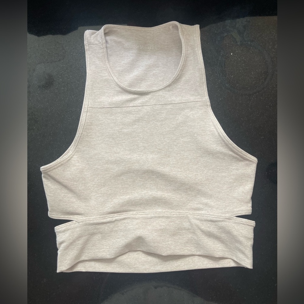 Outdoor voices tank top with back cutout